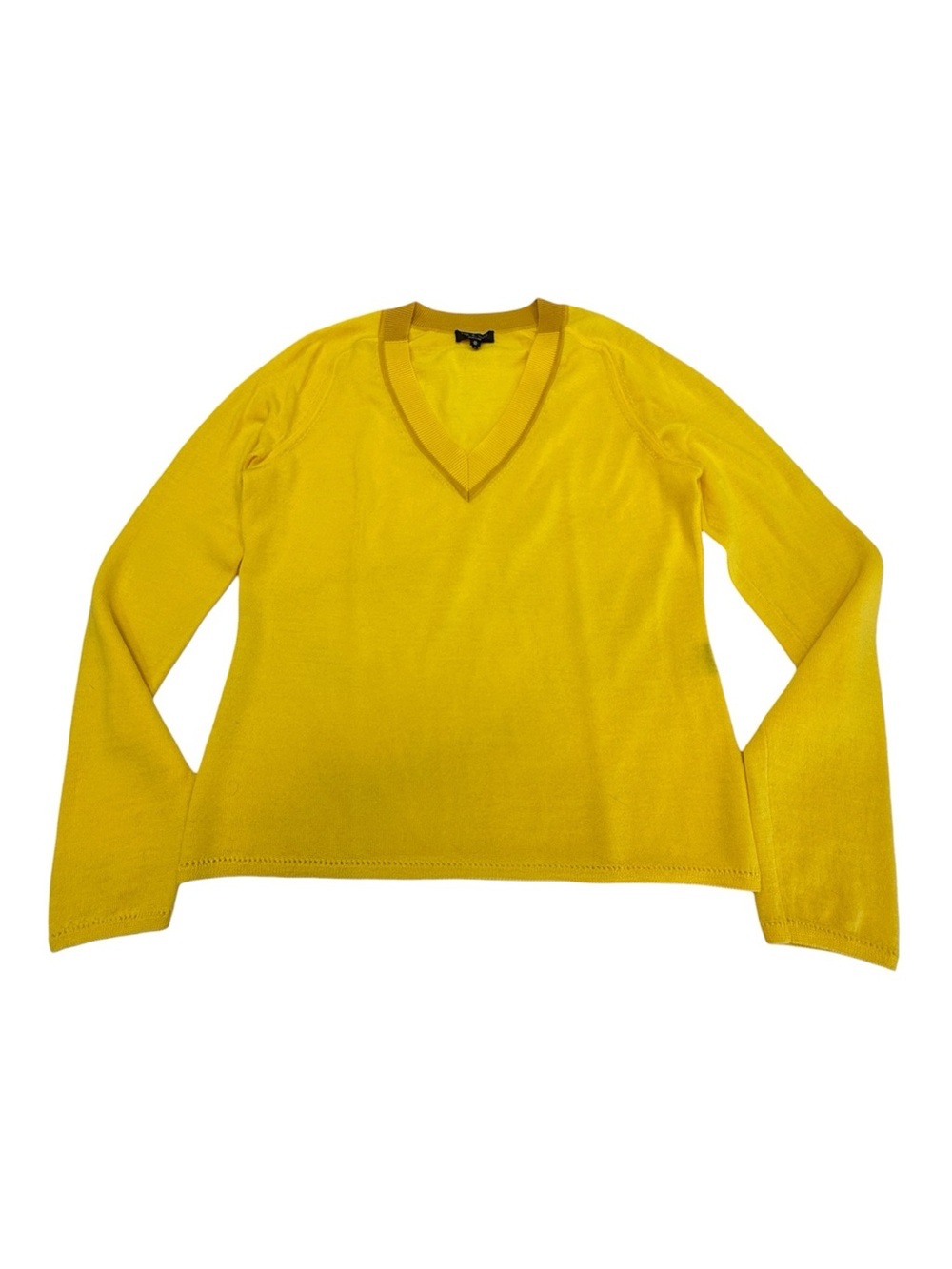 Rag & Bone Pamela V-Neck Sweater Yellow Silk Blend Size M